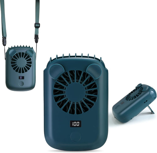 Dieser tragbare KI-Nackenventilator lädt Mobiltelefone, verfügt über 4 Geschwindigkeitsstufen, einen kraftvollen Turbo-Luftstrom und eine Beleuchtung. Der persönliche Brustventilator kann bis zu 50 Stunden lang betrieben werden.