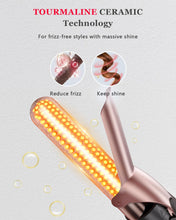 Laden Sie das Bild in den Galerie-Viewer, 5-in-1 Lockenstab- und Wärmebürsten-Set mit 4 austauschbaren Keramikaufsätzen (0,9–3,2 cm), schnelles Aufheizen, Dualspannung, Reise-Haarstyling-Set, Geburtstagsgeschenk